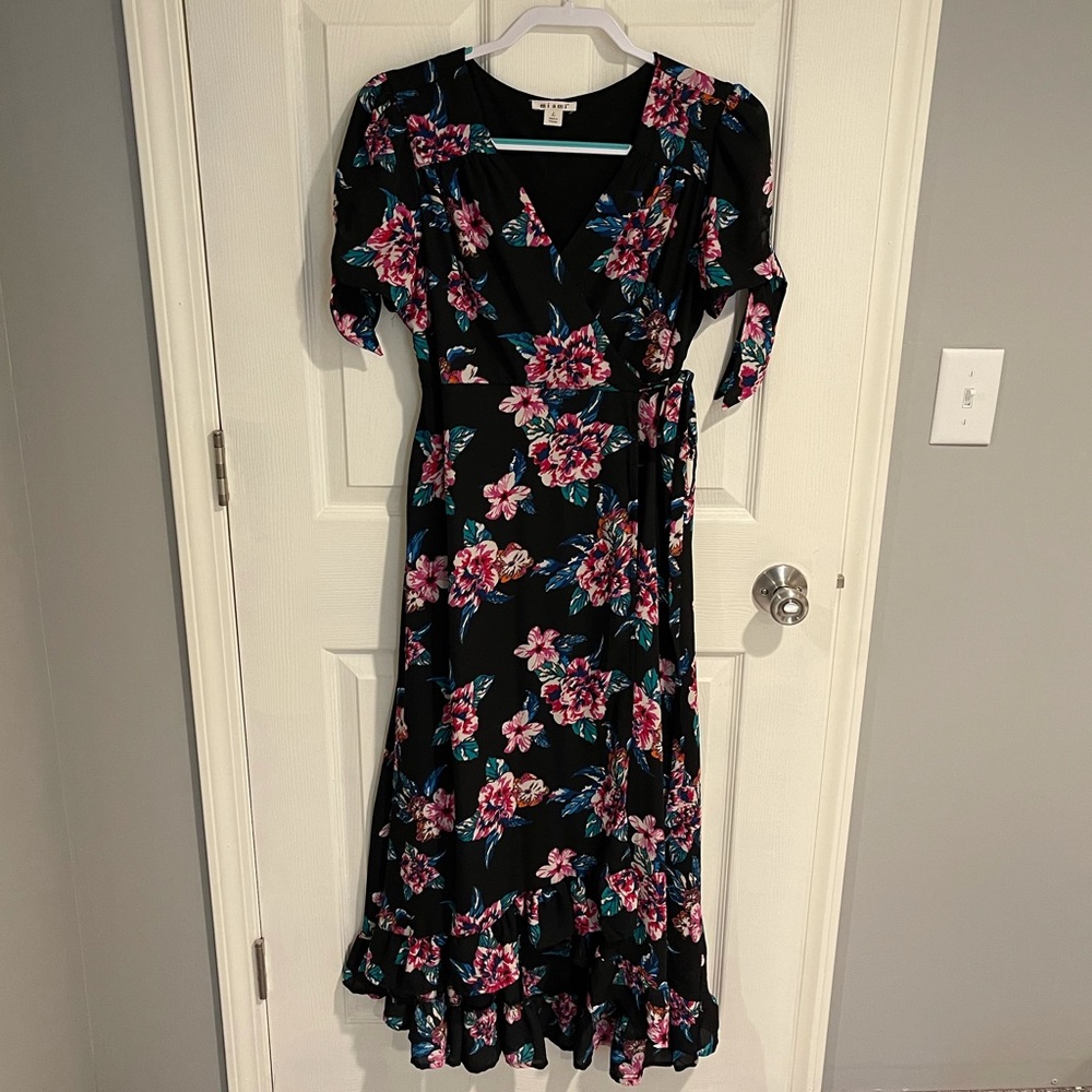 Floral wrap midi dress